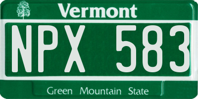 VT license plate NPX583