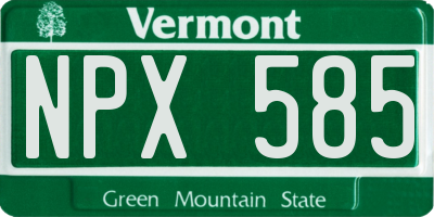 VT license plate NPX585
