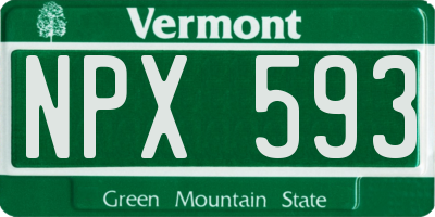 VT license plate NPX593
