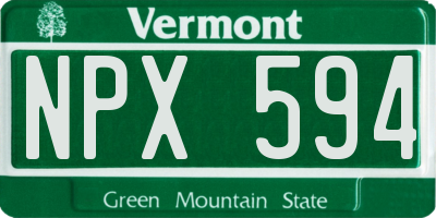 VT license plate NPX594