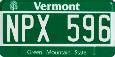 VT license plate NPX596
