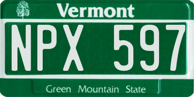 VT license plate NPX597