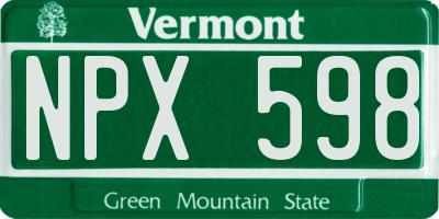VT license plate NPX598