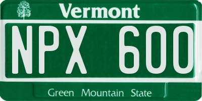VT license plate NPX600