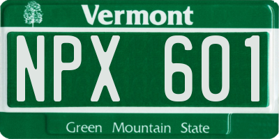VT license plate NPX601