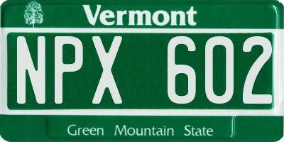 VT license plate NPX602