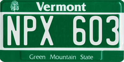VT license plate NPX603