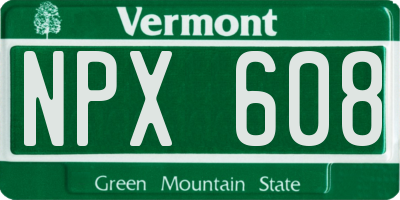 VT license plate NPX608
