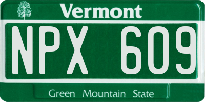 VT license plate NPX609