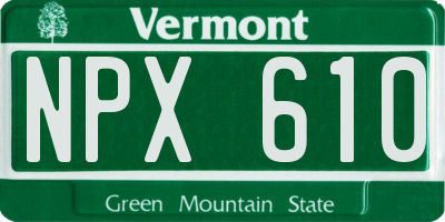VT license plate NPX610