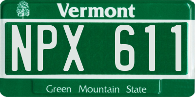 VT license plate NPX611