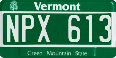 VT license plate NPX613