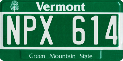 VT license plate NPX614