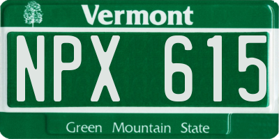 VT license plate NPX615
