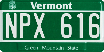 VT license plate NPX616