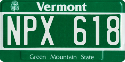VT license plate NPX618