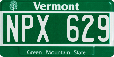 VT license plate NPX629