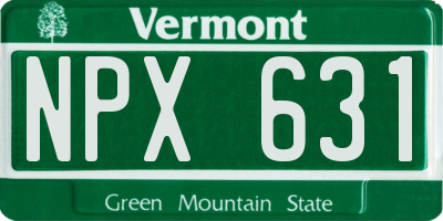 VT license plate NPX631