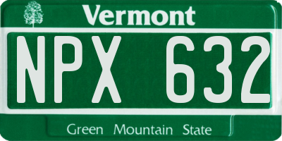 VT license plate NPX632