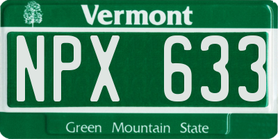 VT license plate NPX633
