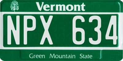 VT license plate NPX634