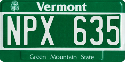VT license plate NPX635
