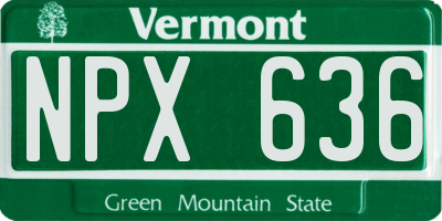 VT license plate NPX636