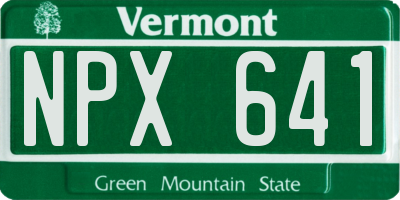 VT license plate NPX641