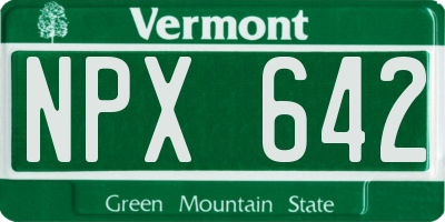 VT license plate NPX642
