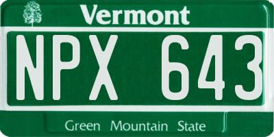 VT license plate NPX643