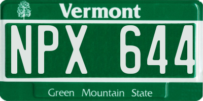 VT license plate NPX644