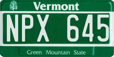 VT license plate NPX645