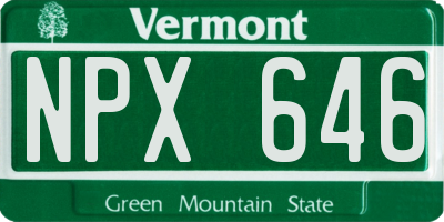 VT license plate NPX646