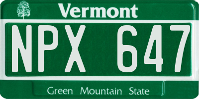 VT license plate NPX647