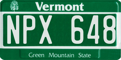 VT license plate NPX648