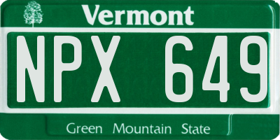 VT license plate NPX649
