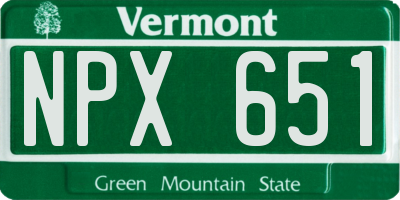 VT license plate NPX651