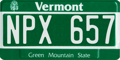 VT license plate NPX657