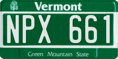 VT license plate NPX661