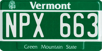 VT license plate NPX663