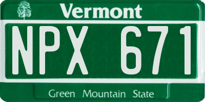 VT license plate NPX671