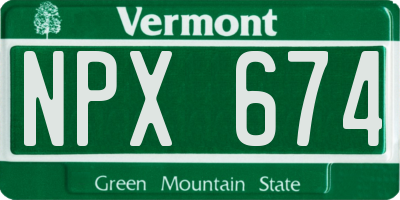 VT license plate NPX674