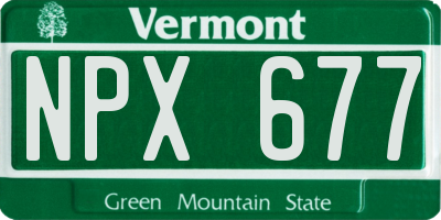 VT license plate NPX677