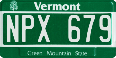 VT license plate NPX679