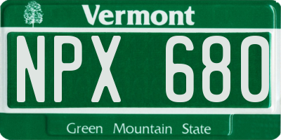 VT license plate NPX680
