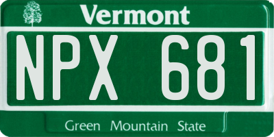 VT license plate NPX681