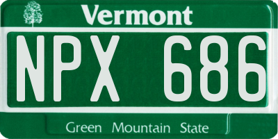 VT license plate NPX686