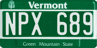 VT license plate NPX689