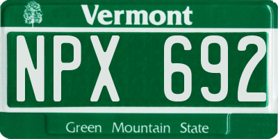 VT license plate NPX692