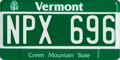 VT license plate NPX696